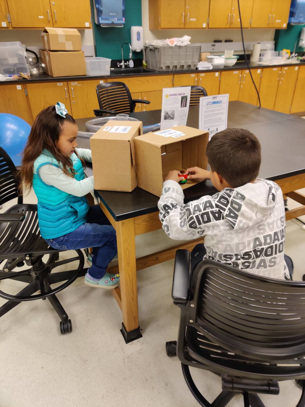 kids engaging in a Family Engineering Activity
